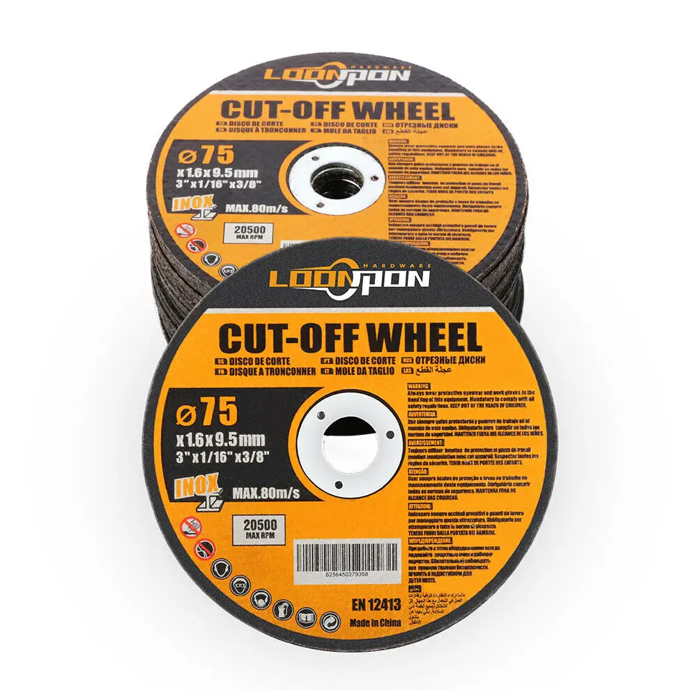 

3” 1/16x3/8"Cutting Disc Wheel Thin Angle Grinder Cut Off Blade Metal Steel Flap 75mm 10Pcs