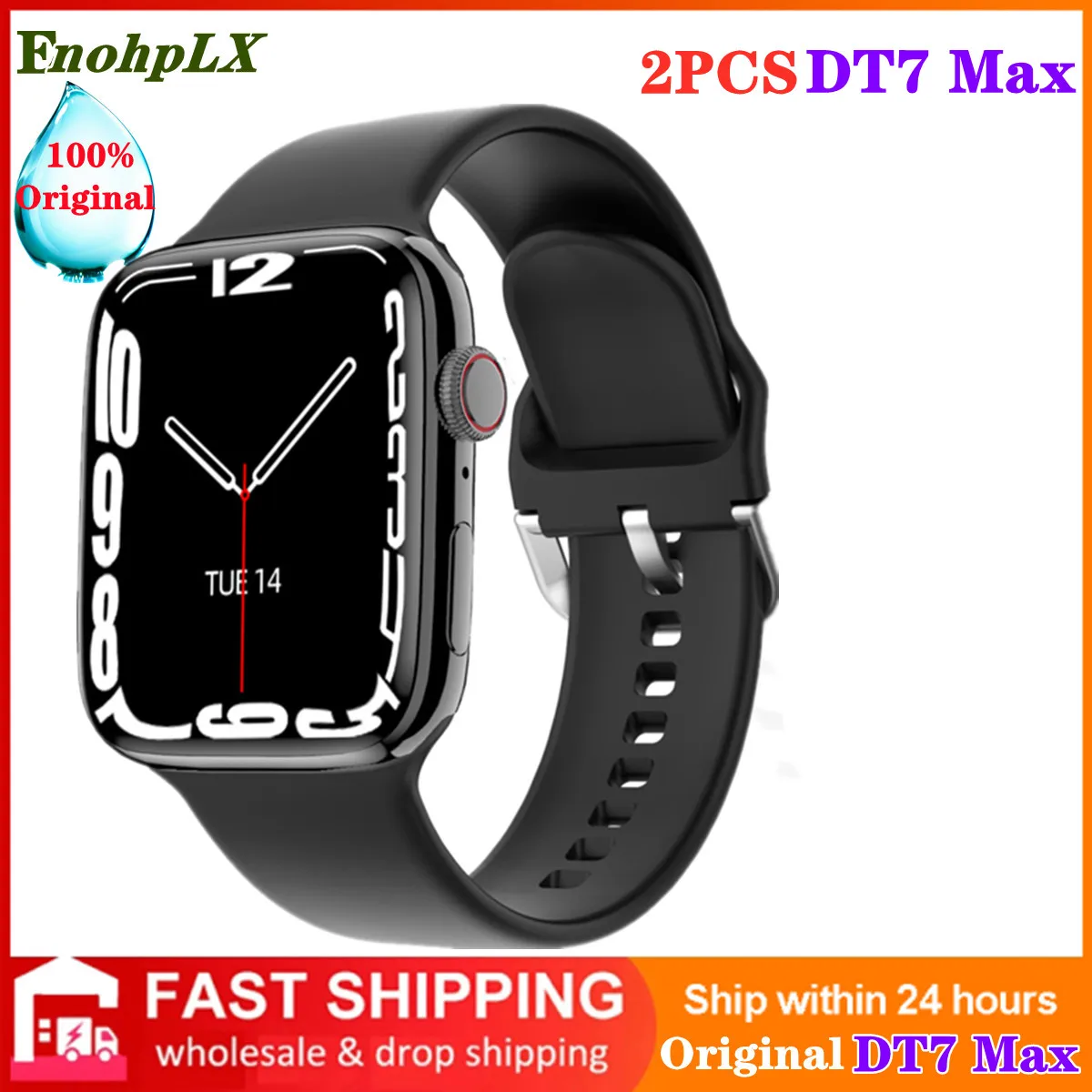 

2pcs Original DT7 Max Smart Watch Men Women Series 7 GPS Track NFC Call Wireless Charging Heart Rate Smartwatch PK IWO HW7 Max