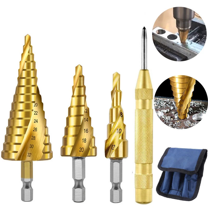 

Cone Cutter Drills Drill 4-32mm Bits 4-12mm Core Wood Step Set Metal Metal Drill Hole Drill Hole Bit Cutter Bit 4-20mm