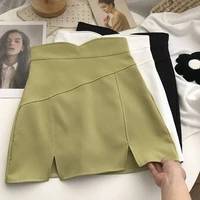 skirt design sense hem slit high waist a line skirt womens 2022 summer french style faldas korean style white pleated skirt