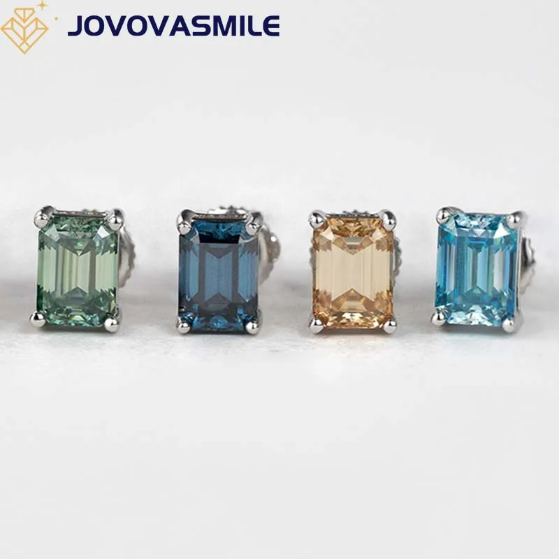 

JOVOVASMILE Fine Jewelry Moissanite Earrings Women 1ct 5*7mm Sapphire Blue Champagne Emerald Lab Diamond Accessory Certificated
