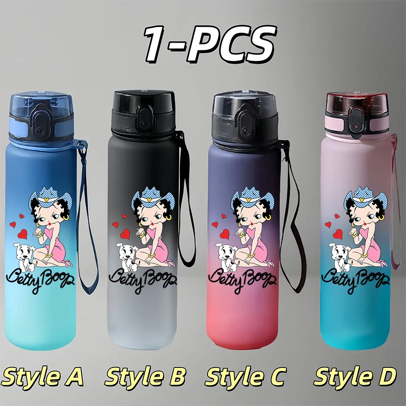 Фото Бутылка для воды Betty Boop Cartoon, 650 мл, градиентная, спортивная, портативная, для активного отдыха, подарки на праздники и фестивали №3