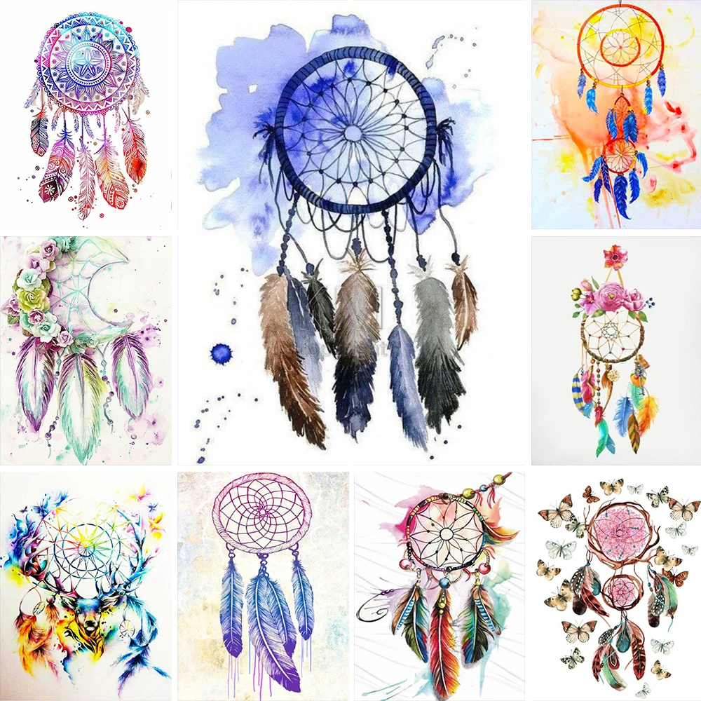 

Алмазная 5D картина «Ловец снов» «сделай сам», вышивка с изображением животных, перьев, вышивка крестиком, круглая квадратная мозаика