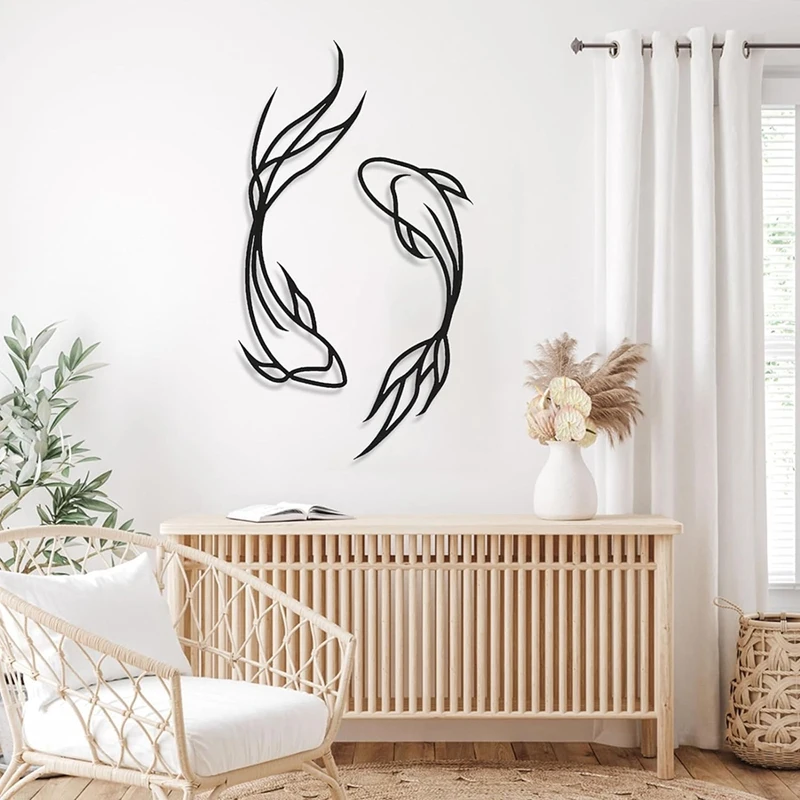 

Metal Fish Wall Decor Metal Wall Decor Minimalist Wall Art, Fish Wall Decor, Line Art Wall Decor