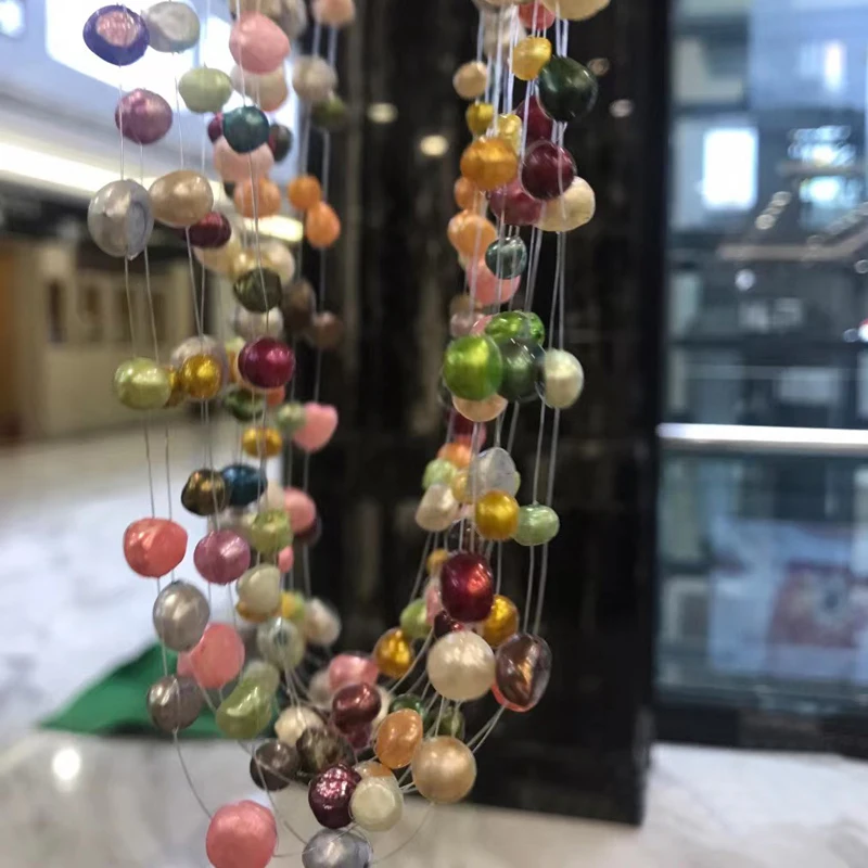 Жемчужное ожерелье из натурального пресноводного жемчуга 3 слоя