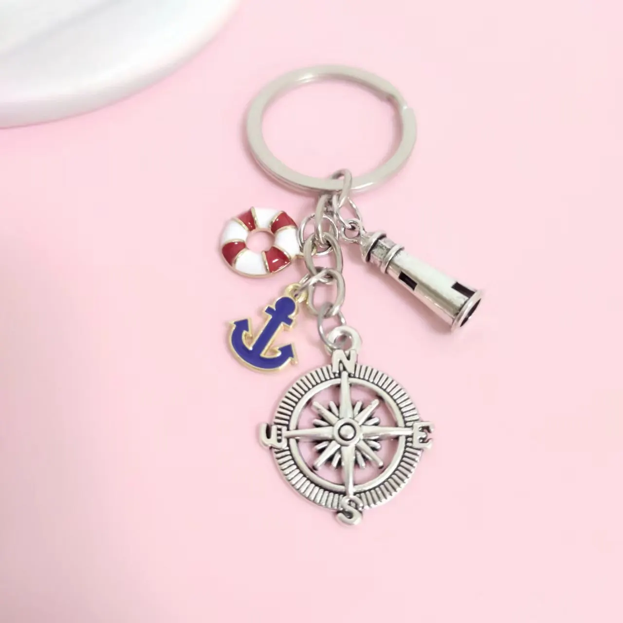 

Lighthouse Rescue Circle Ship Anchor Compass Key Chains, keyring,Silver Color,Women Jewelry Man Accessory Pendant Fashion Gift