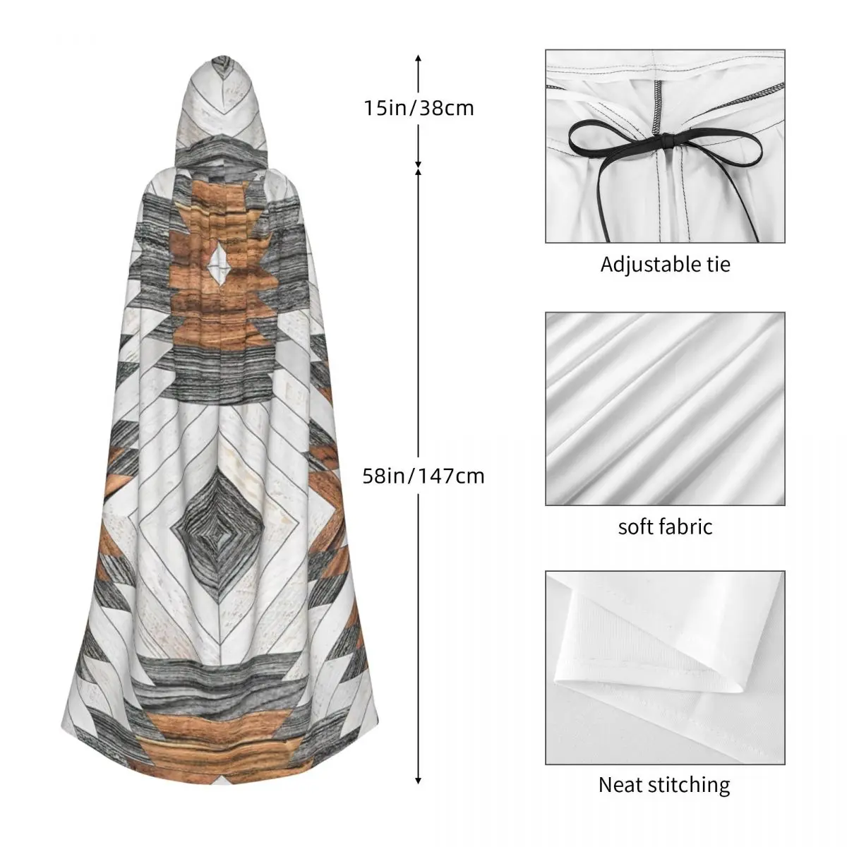 Городской племенной узор-ацтекская деревянная накидка с капюшоном на Хэллоуин