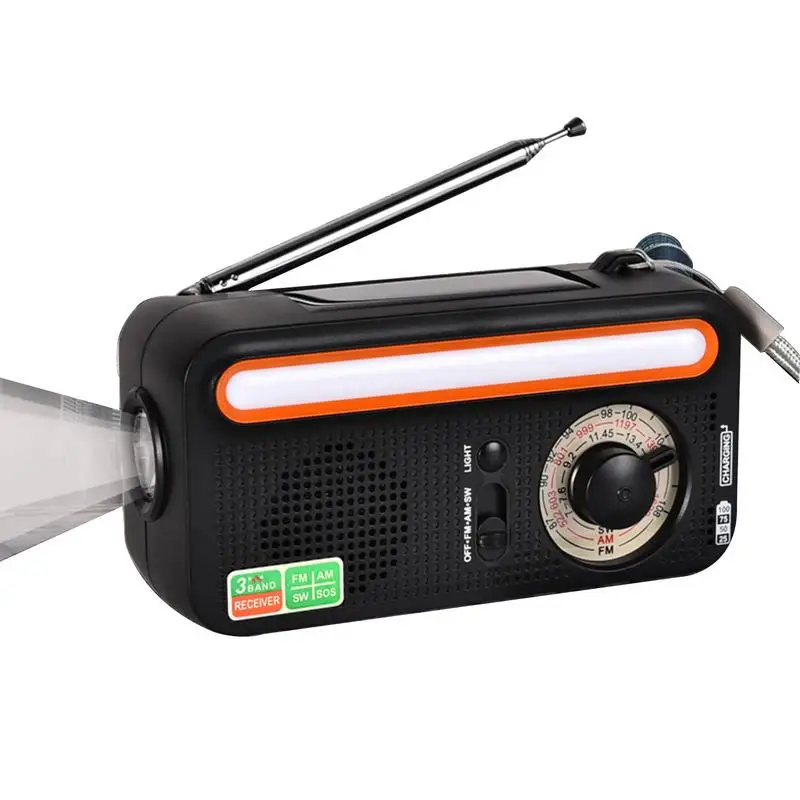 

Портативное зарядное устройство для экстренных погодных условий, 2000 мАч, FM/AM/SW, радио с оповещением о погоде, SOS-сигнализация, светодиодный фонарик с аккумулятором, USB
