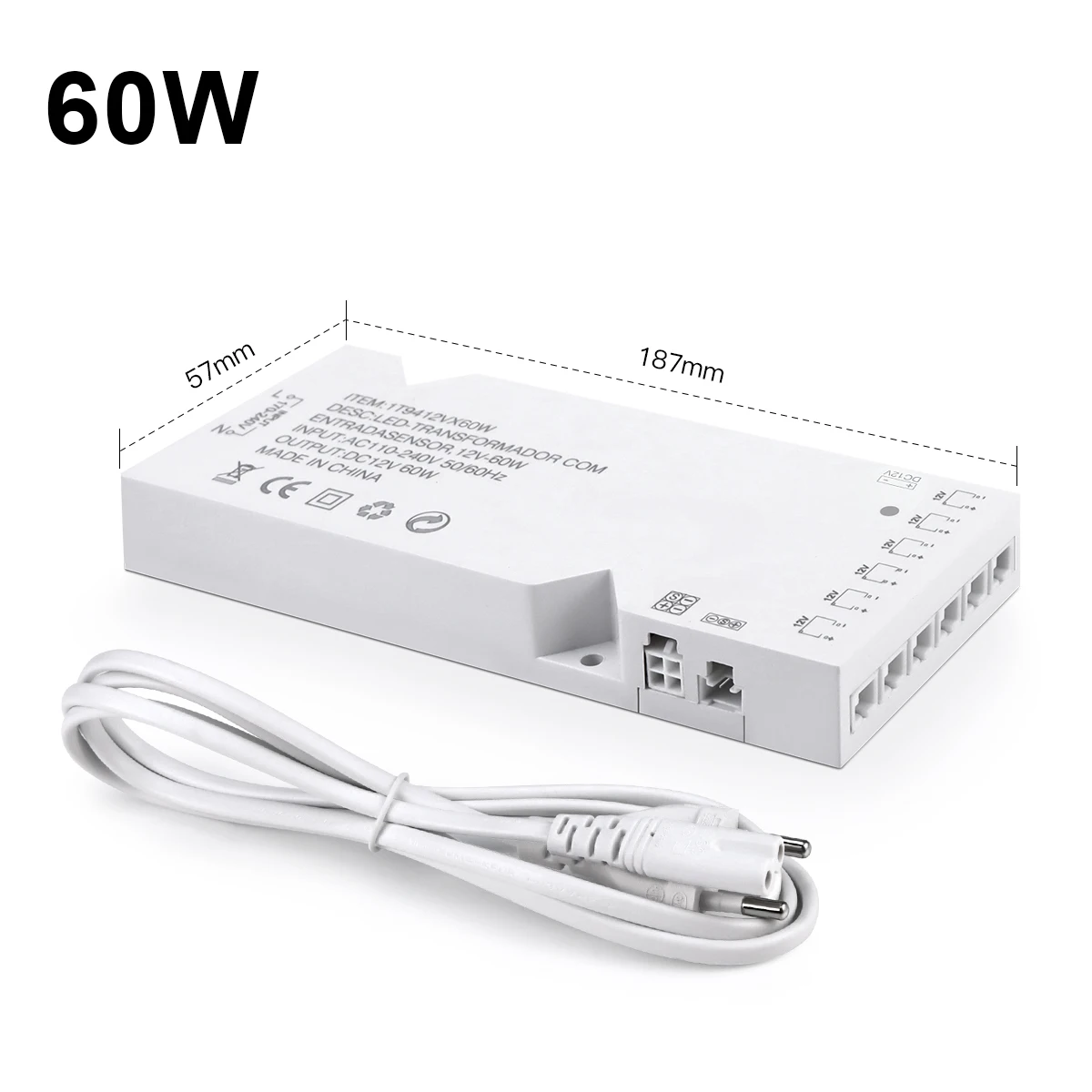 

Трансформатор освещения Guillermo для светодиодной ленты 18/24/36/60/100 Вт