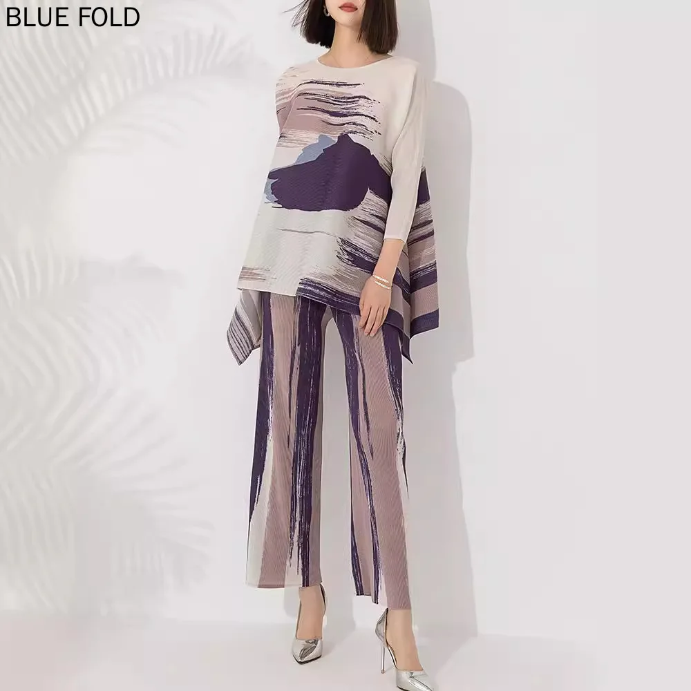 MIYAKE-комплект из пуловера с круглым вырезом и брюк высокой талией женские