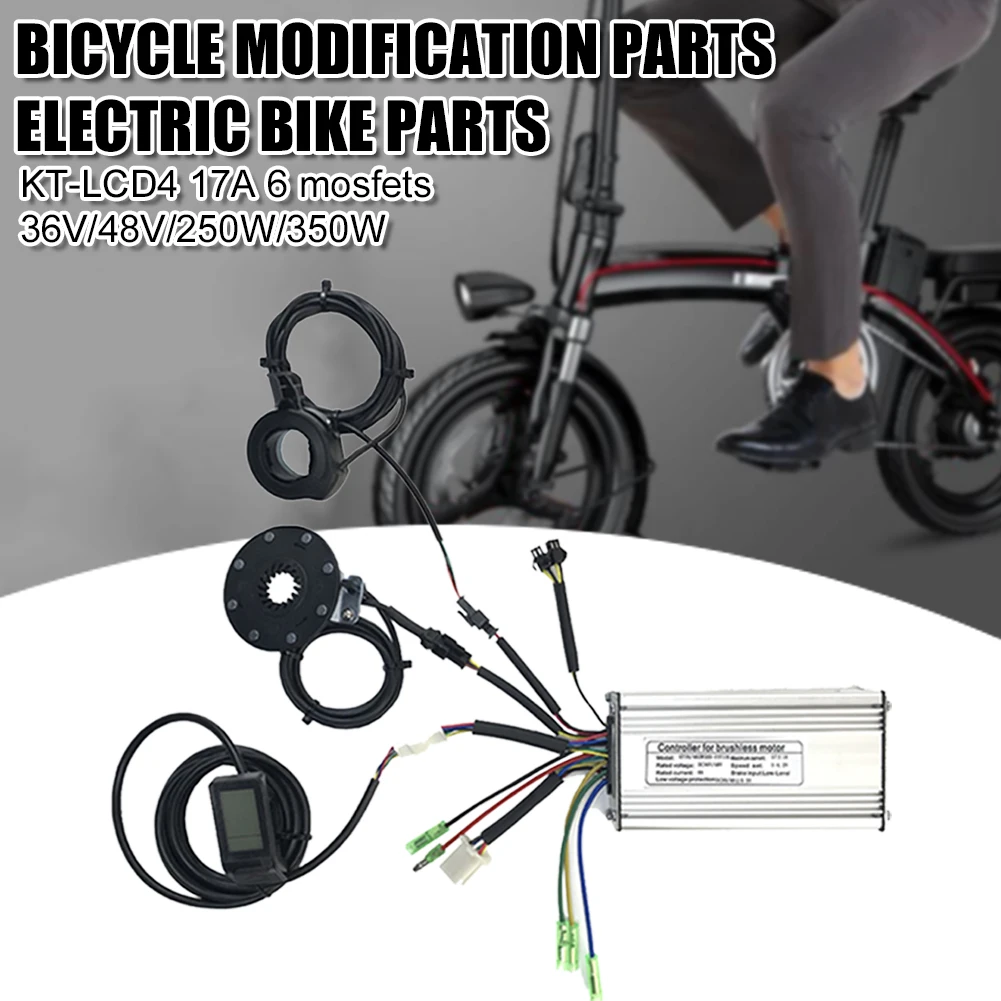 

E-Bike Controller Set With KT-LCD4 Display 130X Thumb Throttle Sensor Brushless Square Wave Controller 36V/48V 250W/350W