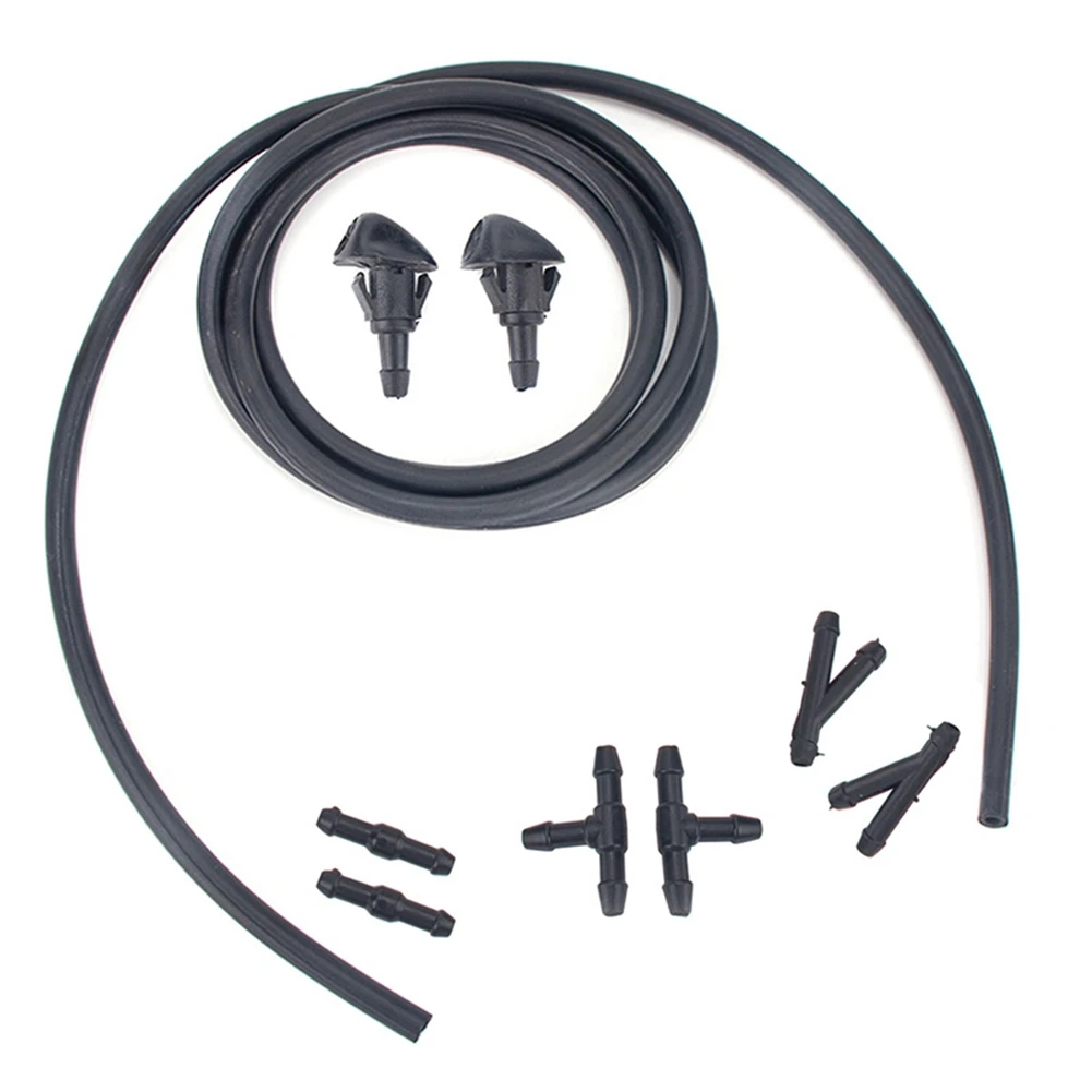 

Adjustable DUAL HoleWindshield Washer Nozzle Set 2 Meters Fluid Hose with 6 Pcs Connector for 76810-S10-A02