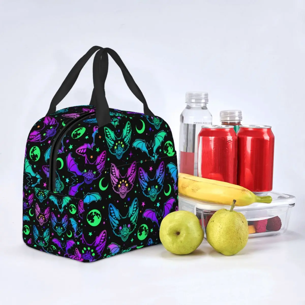 Bright Bats Lunch Bags Portable Insulated Oxford Cooler Thermal Picnic Work Lunch Box for Women Girl