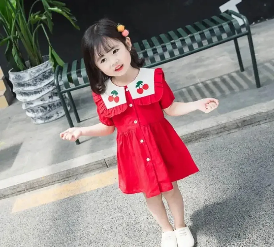 Повседневное летнее платье для девочек Playvainly Brand длиной до колена трапециевидной