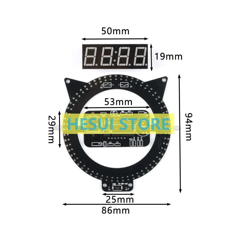 Комплект электронных часов с котенком световой контроль температуры креативный