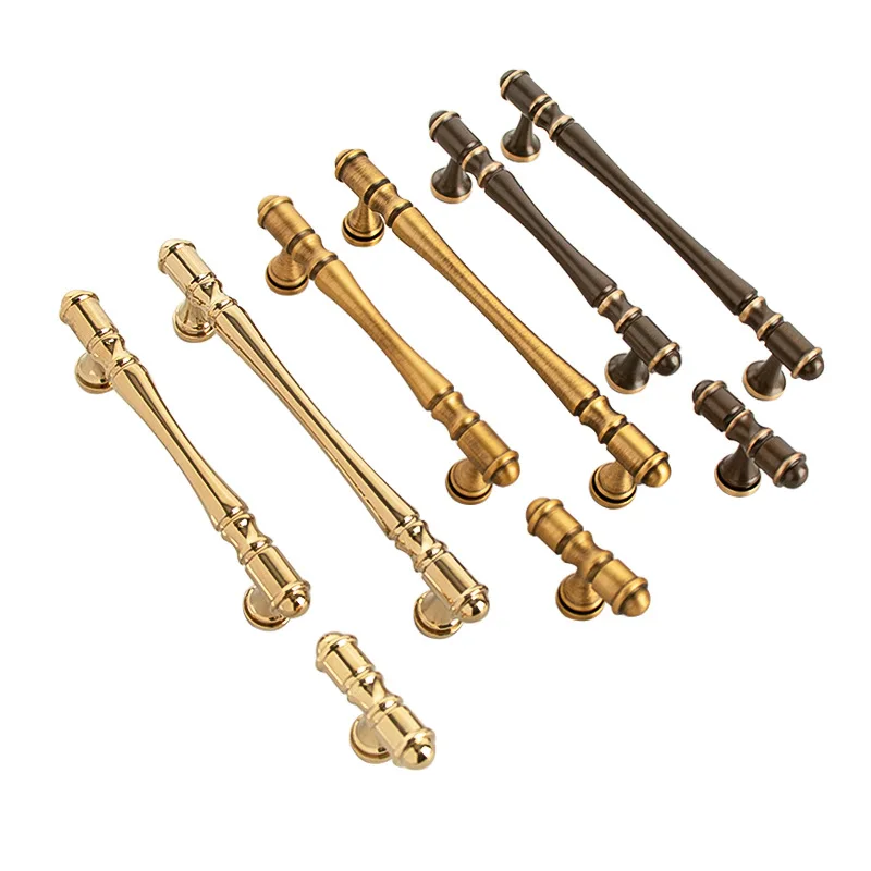 Brass Furniture Handle Polish Gold Antique Wardrobe Cabinet Pulls French Style Drawer Handles