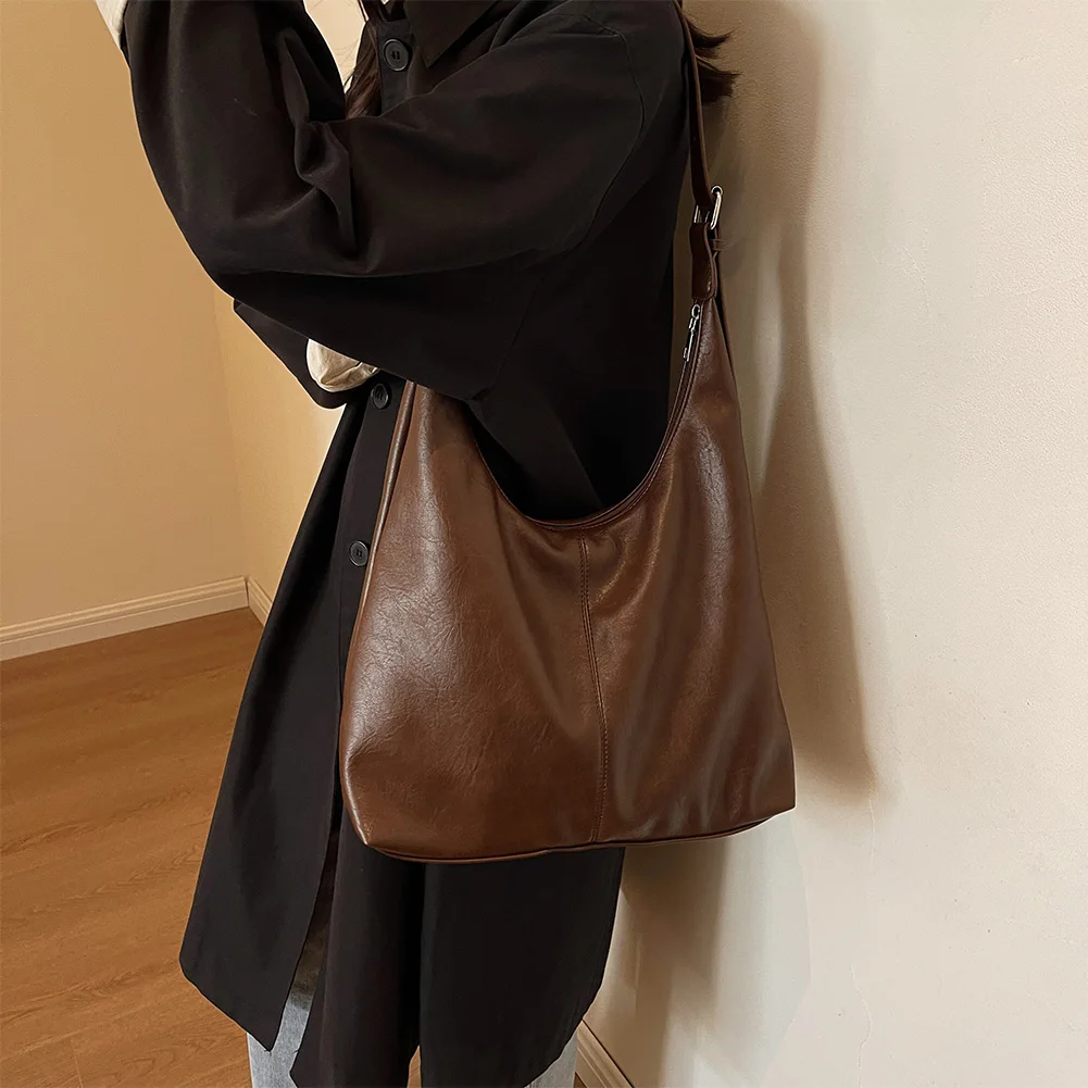 Женская большая сумка на молнии с напуском сумка-хобо из искусственной кожи