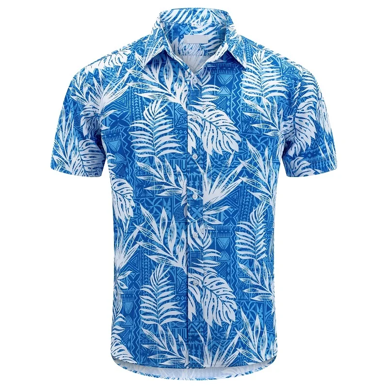 EUOW Summer 2022 Hawaiian Shirts Men Short Sleeve Digital Printing Coconut Tree Beach Breathable Hawaii Fashion Casual Clothing