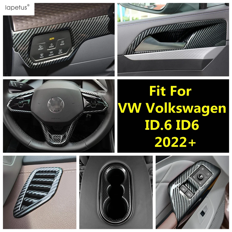

Carbon Fiber Interior Accessories For VW Volkswagen ID.6 ID6 2022 2023 Head Light Armrest Window Lift Steering Wheel Cover Trim