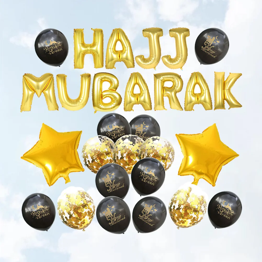 

Eid Balloons Foil Set Mubarak Muslim Ramadan Banner Star Moon Sequins Confetti Party Favors Decor Supplies Hajj