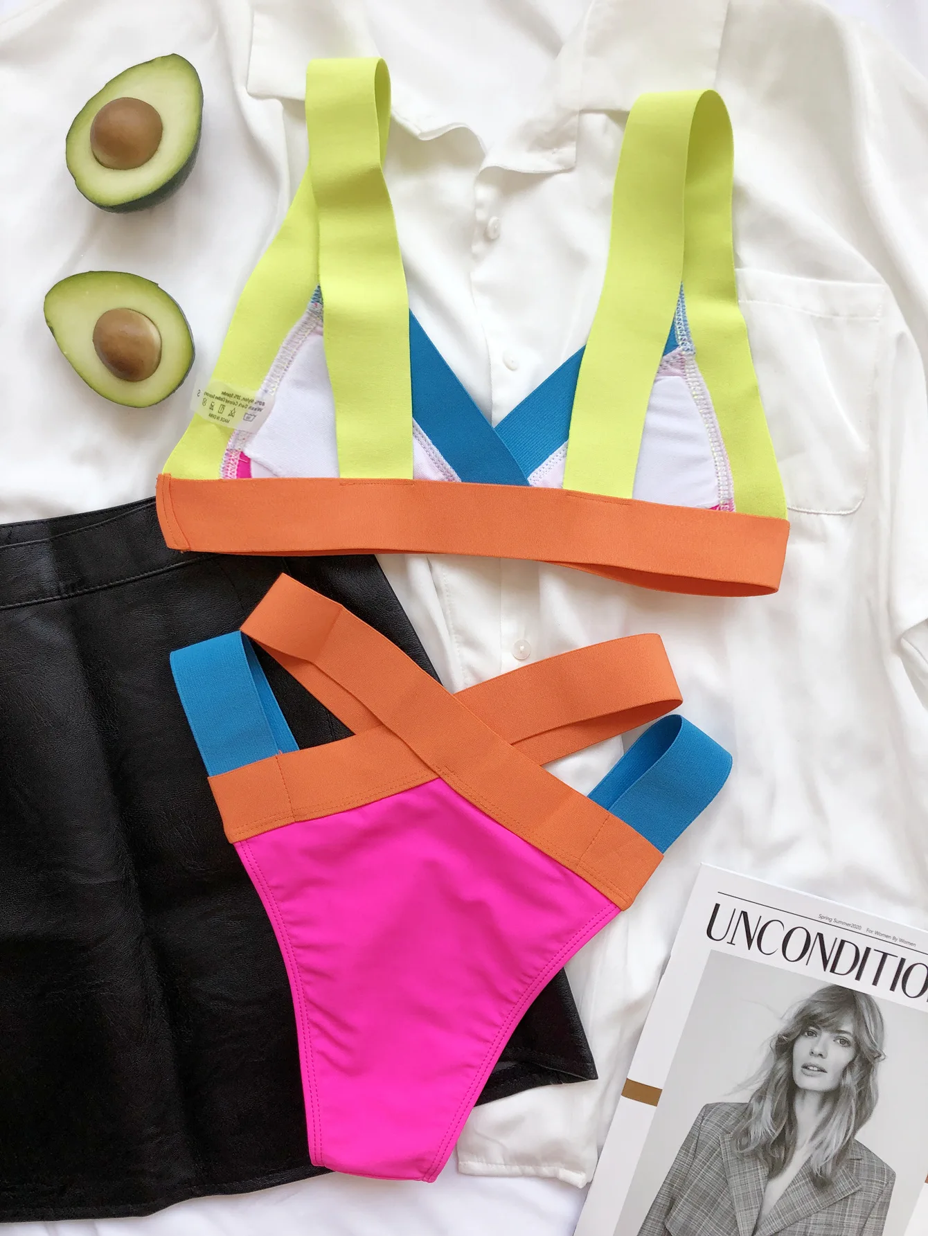 Новинка 2022 комплект бикини с высокой талией женский купальник цветной бандажный