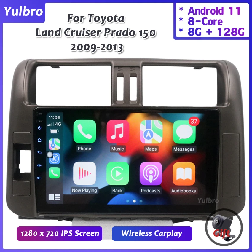 Для Toyota Land Cruiser Prado 150 2009-2013 Android радио Автомобильный мультимедийный плеер 4G Wifi Gps DVD