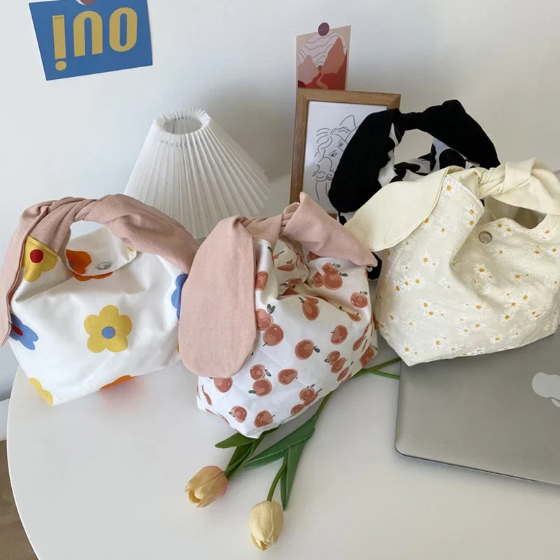 Симпатичная женская сумка для ланча с кроличьими ушками складные сумки бантом