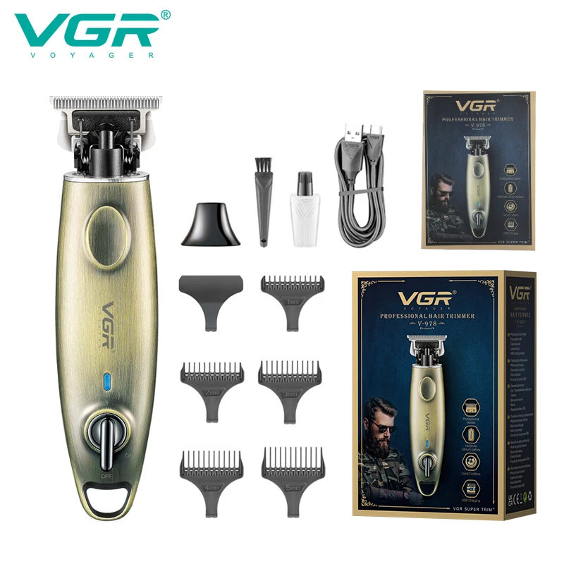 

VGR Vintage Hair Trimmer Professional Hair Clipper Metal Hair Cutting Machine Electric 0mm Cutting Barber Trimmer for Men V-978