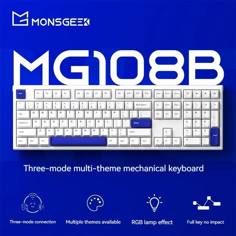 

Клавиатура Механическая Monsgeek Mg108b, 2,4g, Bluetooth, три режима
