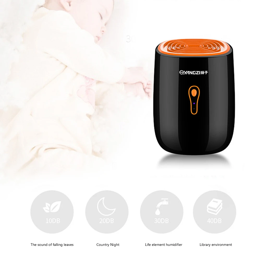 

800ML Air Dehumidifier Small 25W Moisture Absorbing Machine Mute Automatic Bucket Full Shut-Off Air Treatment Appliance