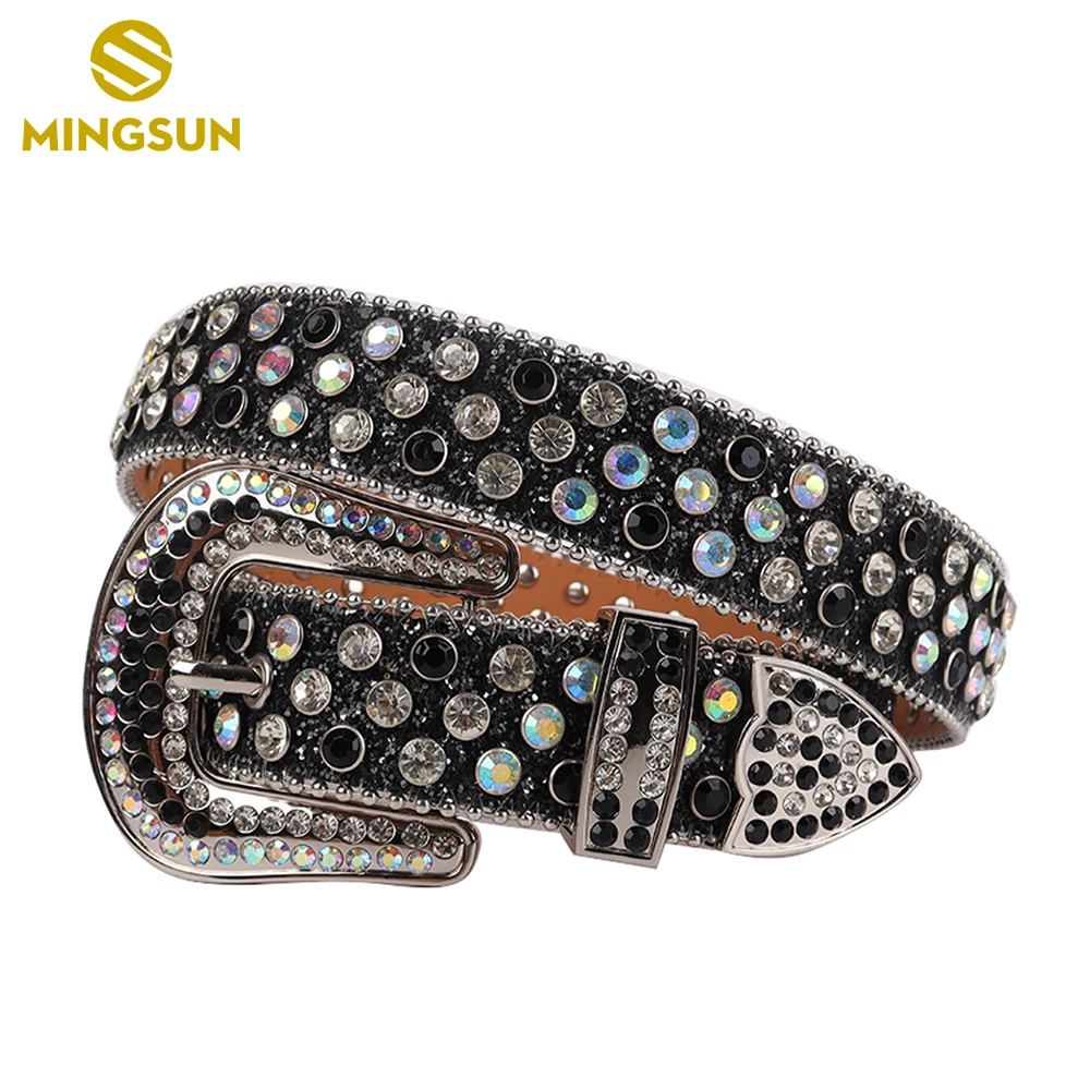 Men Women Rhinestone Belt for Jeans Men Western Cowgirl Cowboy Bling Studded Belt Leather Gorgeous Belt for Jeans Dress Pants