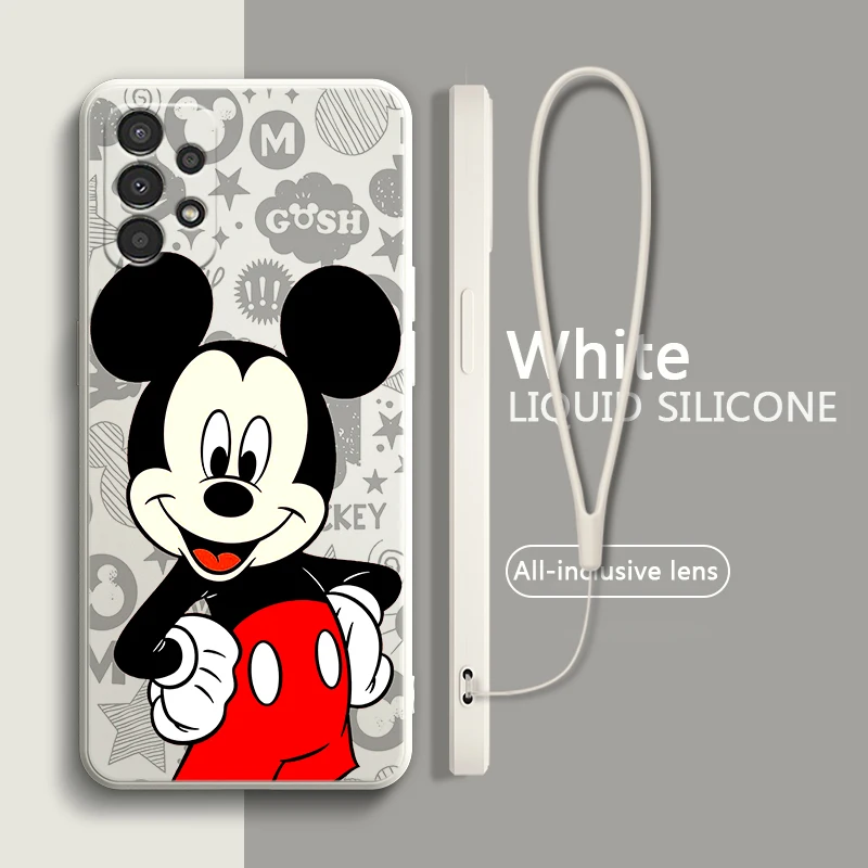 

Mickey Mouse Anime Liquid Rope Case For Samsung A91 A81 A71 A51 A41 A31 A11 A30 A50S A3 A03S A02 A01 Core Cover
