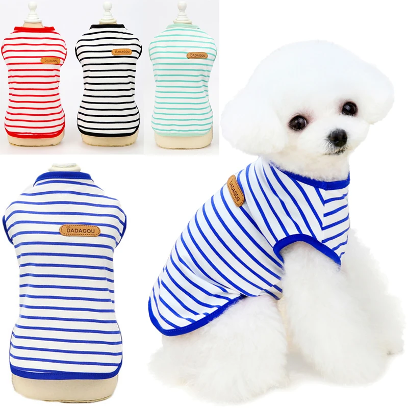 

Strips Dog Clothes Summer Sleeveless Dog Vest Hoodies Dog TShirt for Small Medium Dogs Chihuahua Yorkie Pet Cat Costume T-Shirts