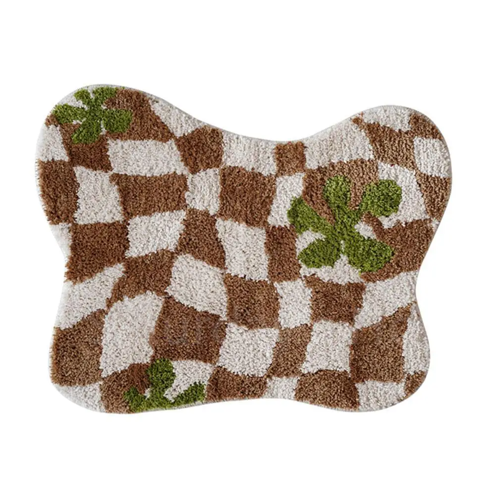 

Plaid Irregular Kitchen Rugs Plaid Faux Cashmere Floor Mat Doormat Fluffy Bedroom Tufting Home Entrance Rugs Soft Carpet Ca J3y8