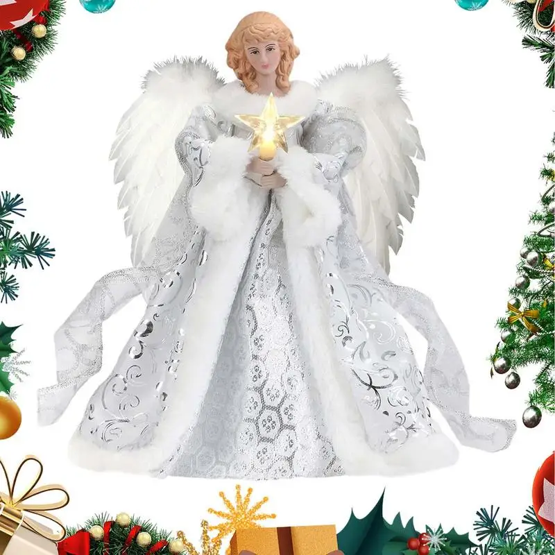 

Creative Eco-friendly Top Angel With LED Light Decoration Christmas Tree Topper Props Angel Tree Topper Figurine Christmas Gift