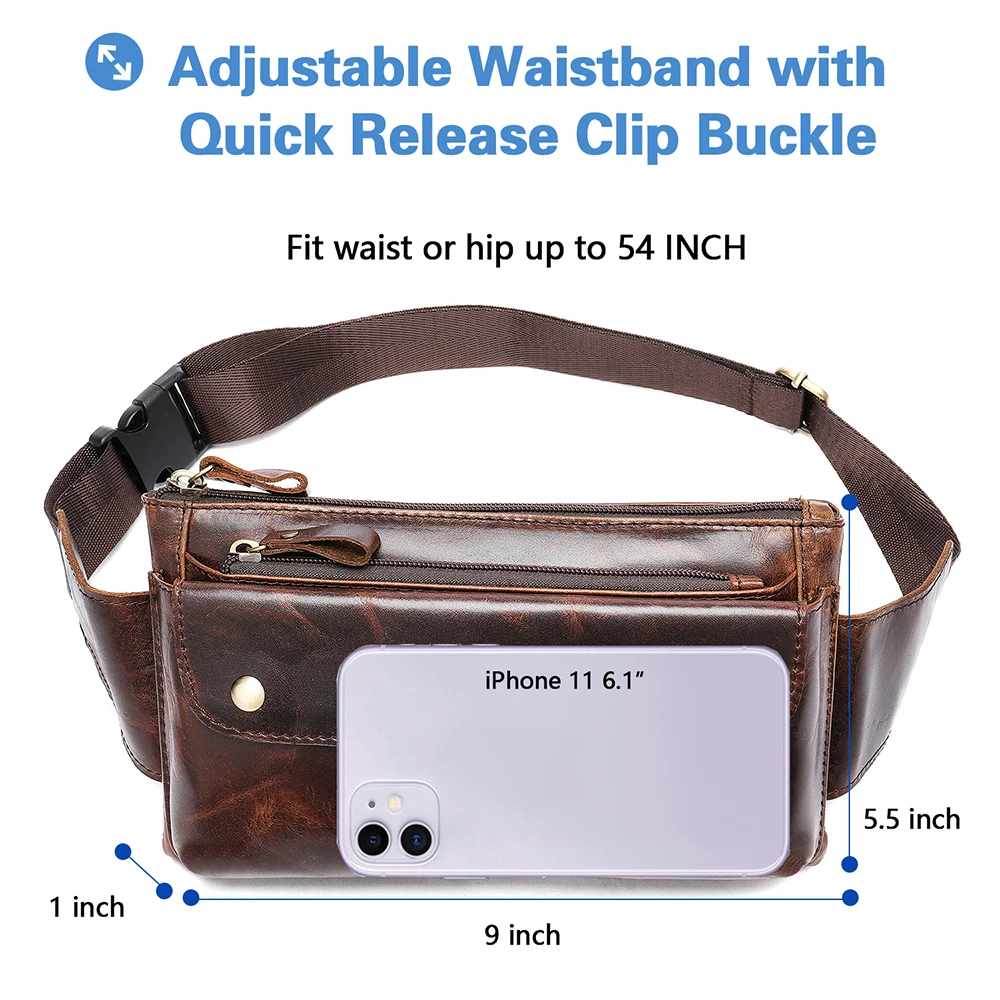NIUCUNZH Genuine Leather Waist Packs Men Fanny Pack Belt Bag Small Travel Phone Bags Chest Bags Shoulder Bags Motorcycle Riding
