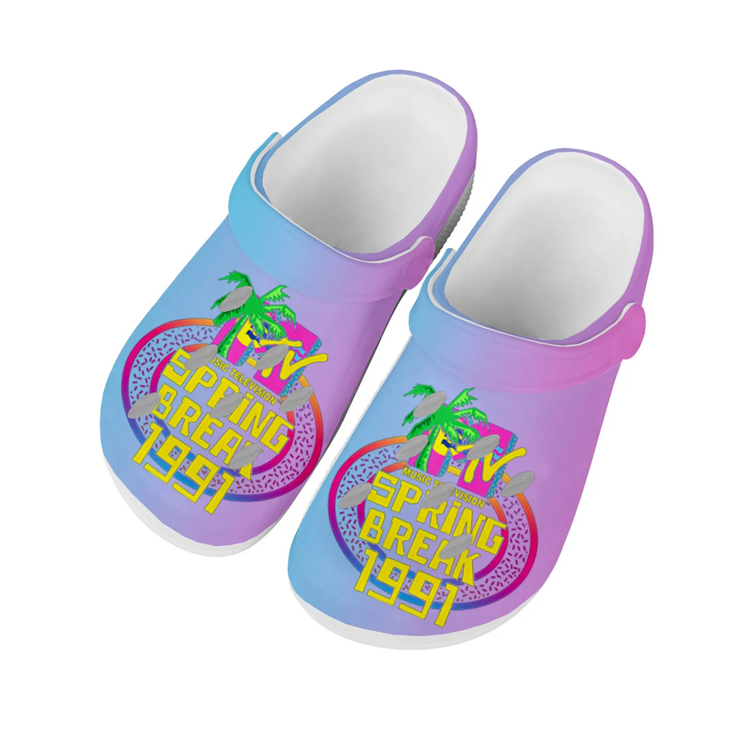 

MTV Spring Break 1991 Home Clogs Custom Water Shoes Mens Womens Teenager Shoe Garden Clog Breathable Beach Hole Slippers White