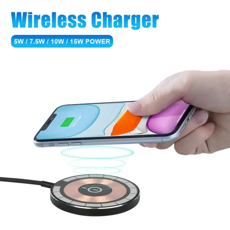 

15W Magnet Wireless Charger Transparent Cover Quick Charging Plate With Cable For IPhone 14 13 Samsung S22 S21 Fast Charging Pad