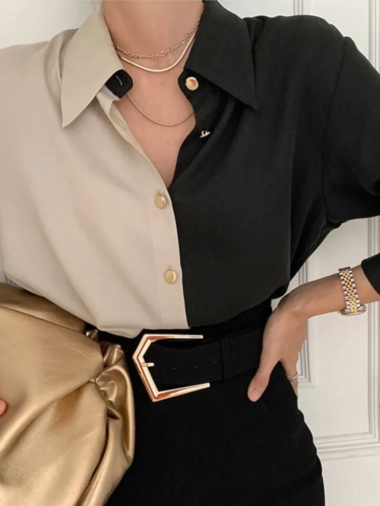 Блузка Женская Повседневная с длинным рукавом элегантная винтажная деловая