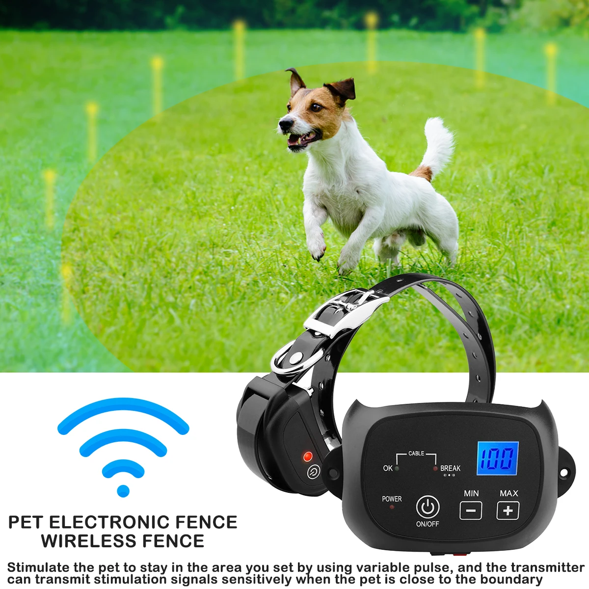 New Wireless Dog Fence Electric Pet Containment System Reusable Plastic Dog Training Collar Waterproof Adjustable Collar