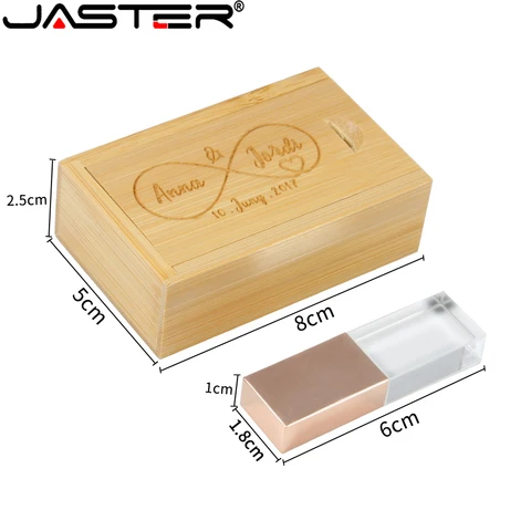 Флэш-накопитель JASTER Crystal USB 2.0, 64 ГБ, 32 ГБ, бесплатный индивидуальный логотип, подарок, ручка-накопитель с деревянной коробкой, карта памяти U, 16 ГБ