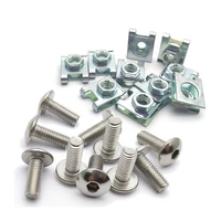 10 set plastic cover silver stainless steel screw bolt and u type clips with nut m6 6mm m5 5mm for motorcycle scooter atv moped