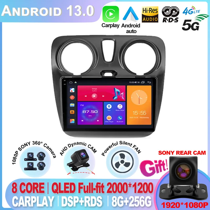Android 13 Car For Renault Dokker Lodgy Dacia 2012 - 2020 Radio Multimedia Player Auto Carplay Head Unit Navigation GPS