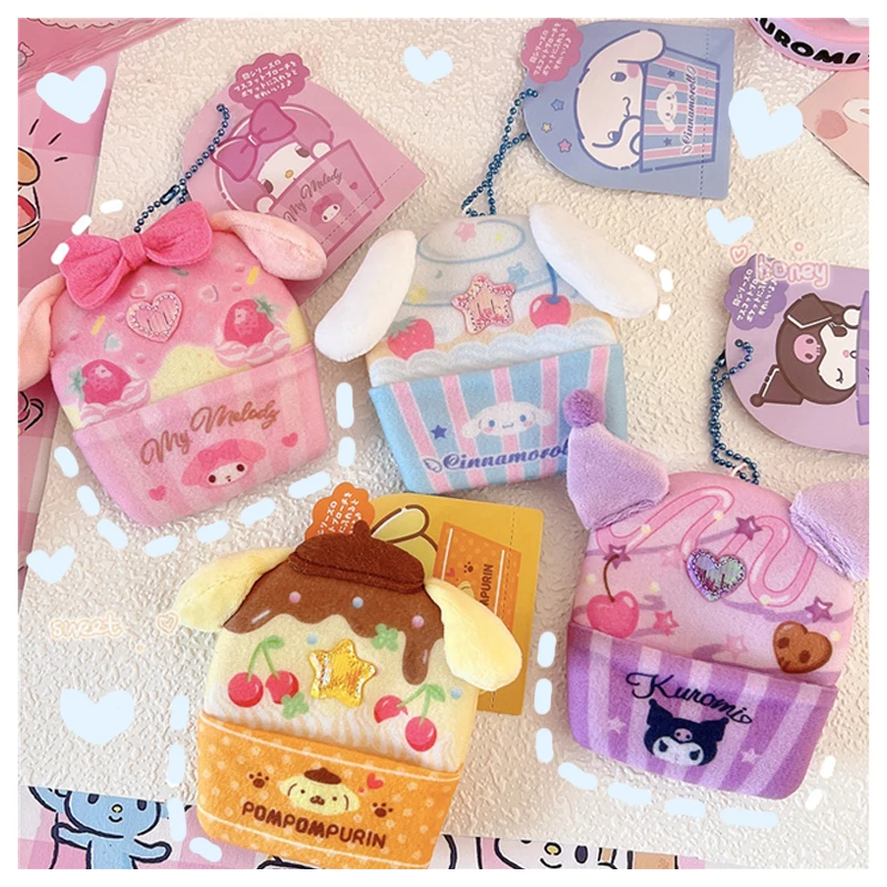 

Sanrioed Kawaii мультфильм мороженое чашка Серия Кошелек для монет My Melody Cinnamoroll Kuromi Purin Dog аниме подвеска на рюкзак милый подарок