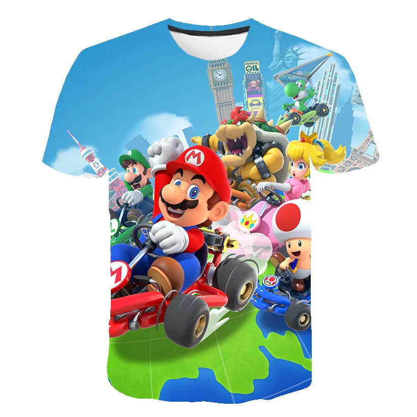 

Camiseta clásica de dibujos animados de Mario, informal en 3D Camiseta deportiva, estilo Harajuku, juego de Mario Brothers, ropa