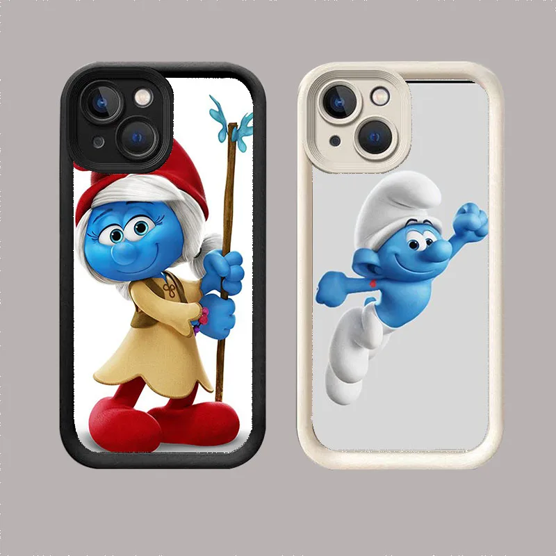 WR-62 Smurfs White Stepped TPU Case For OPPO A17 58 60 73 76 77 94 98 Reno8 10 11 Find X3 Pro Plus