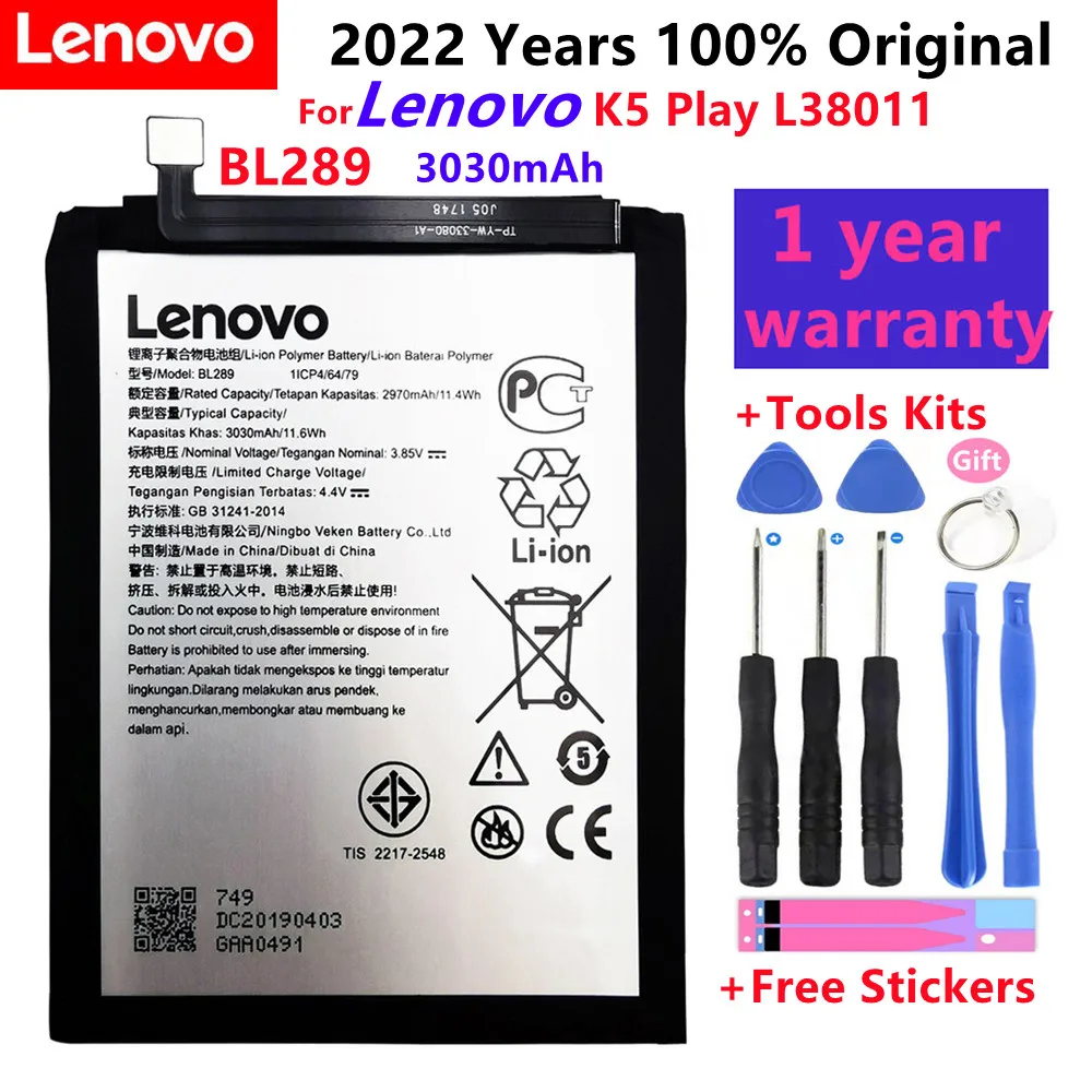 100% Original 3030mAh BL289 Battery For Lenovo K5 Play L38011 Mobile Phone Replacement Batteries+Tools Free