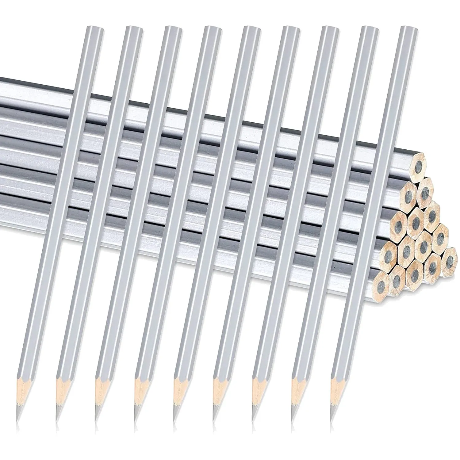 

20 Pack Silver Welders Pencil Metallic Silver Marking Pencil for Construction Workers Metalwork Plumbers Framers