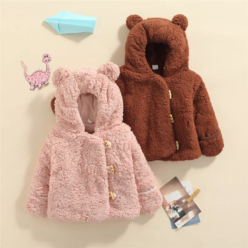 Boys' and Girls' Wool Sweaters Winter Clothes Cotton Padded Jacket 0-3 Years Old Baby and Children's Plush Thickened Coat