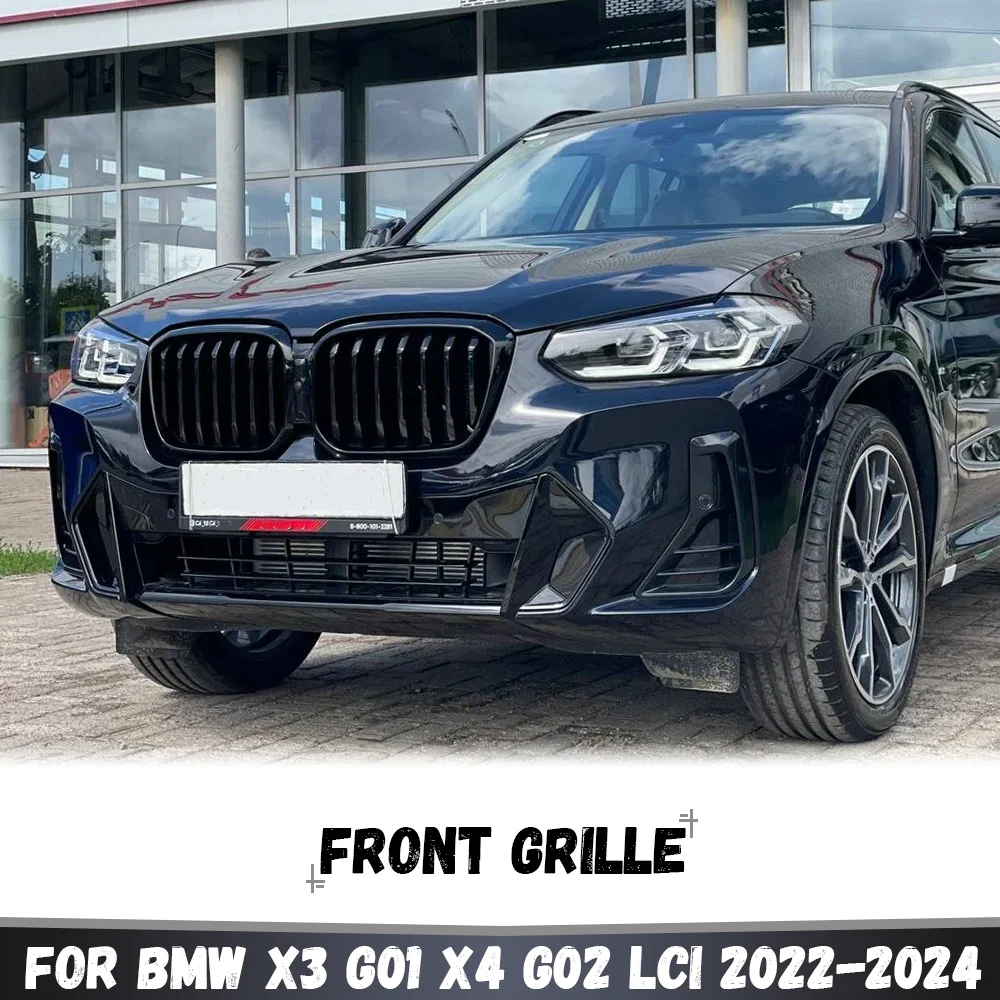 Фото Для BMW X3 G01 X4 G02 LCI 2022 2023 2024 xDrive20i M40i: Передняя решетка радиатора (одинарная/двойная) в стиле Racing №1